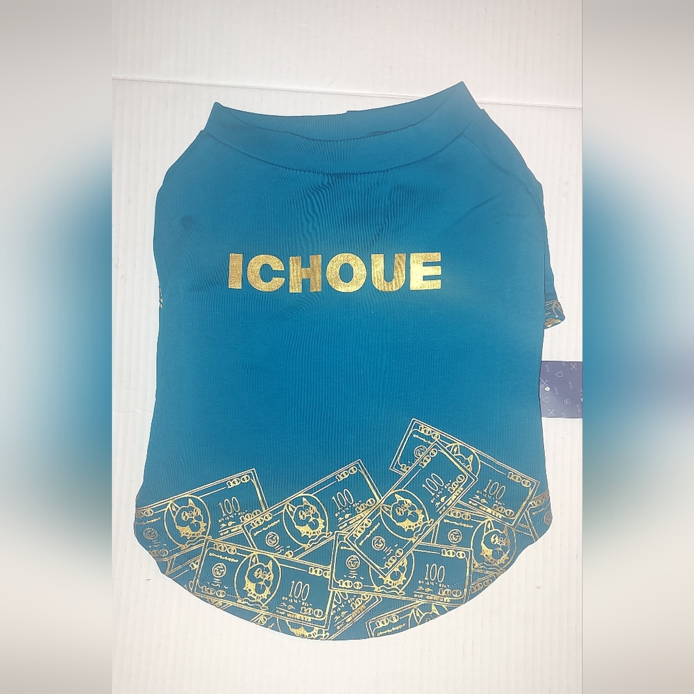 Blue Dog Sweater with Gold Accents